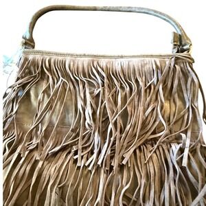 Heritage West Western Handbags Hobo Purse Grey Faux Leather Fringe Boho